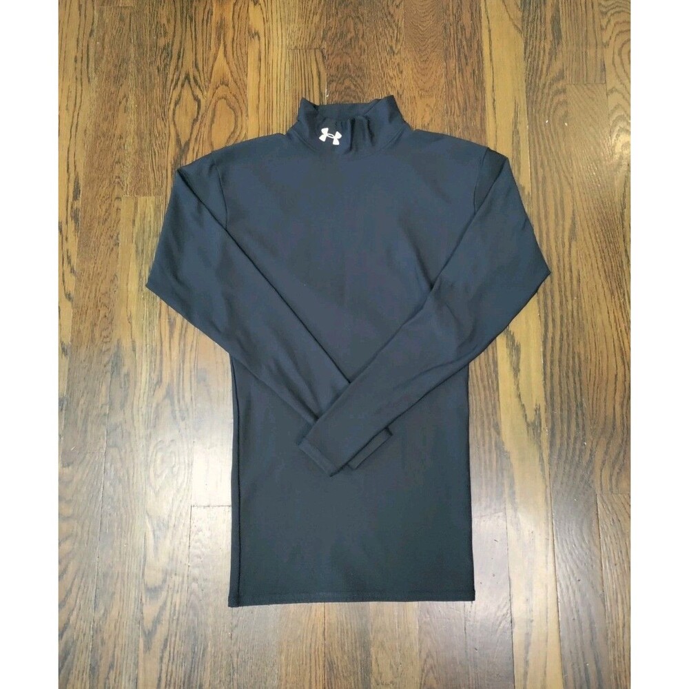 Under Armour ColdGear Mock Neck Compression Long Sleeve Shirt Men's S Black EUC